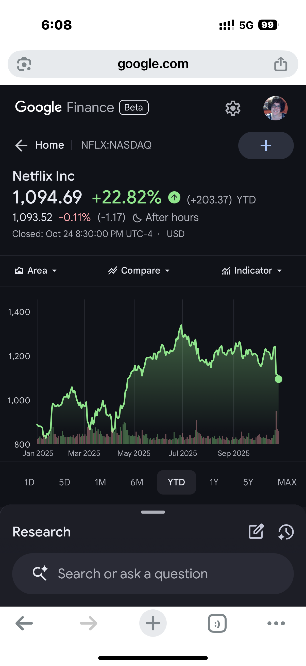 Netflix Stock Market Trend Analysis L30, YTD, LY, L5Y