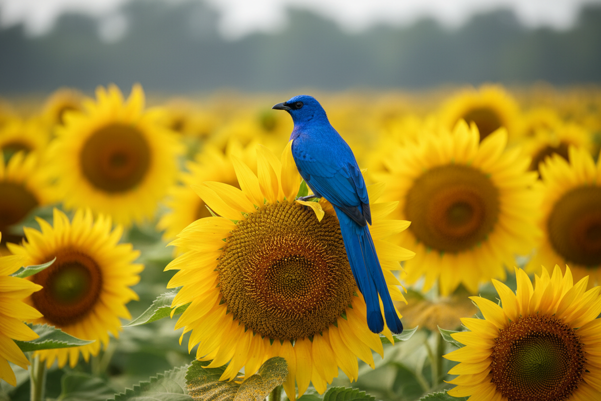 Blue Bird and Sunflower